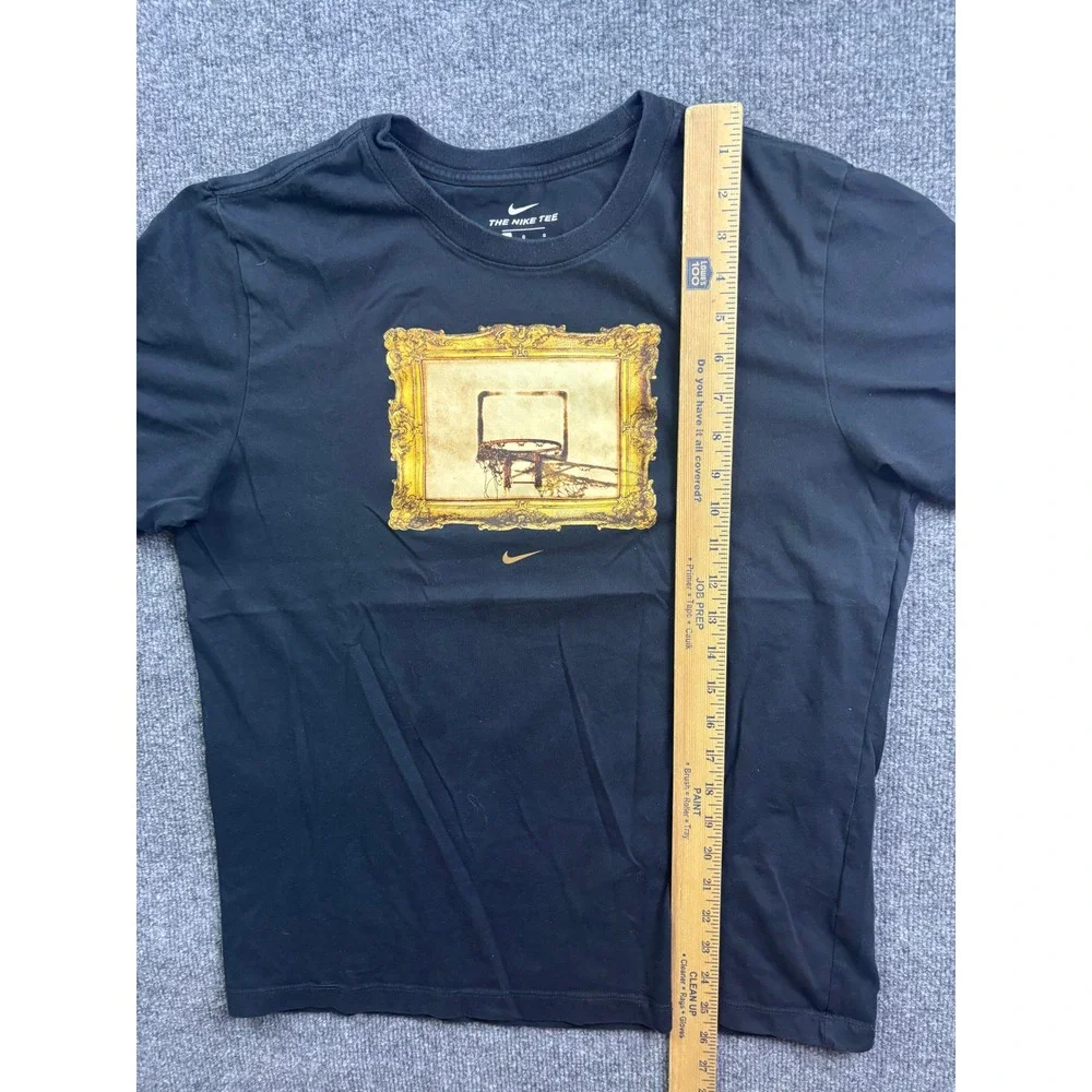 Nike Graphic T-Shirt‎ Mens Large Black Gold Framed Basketball Hoop Dri-FIT Tee